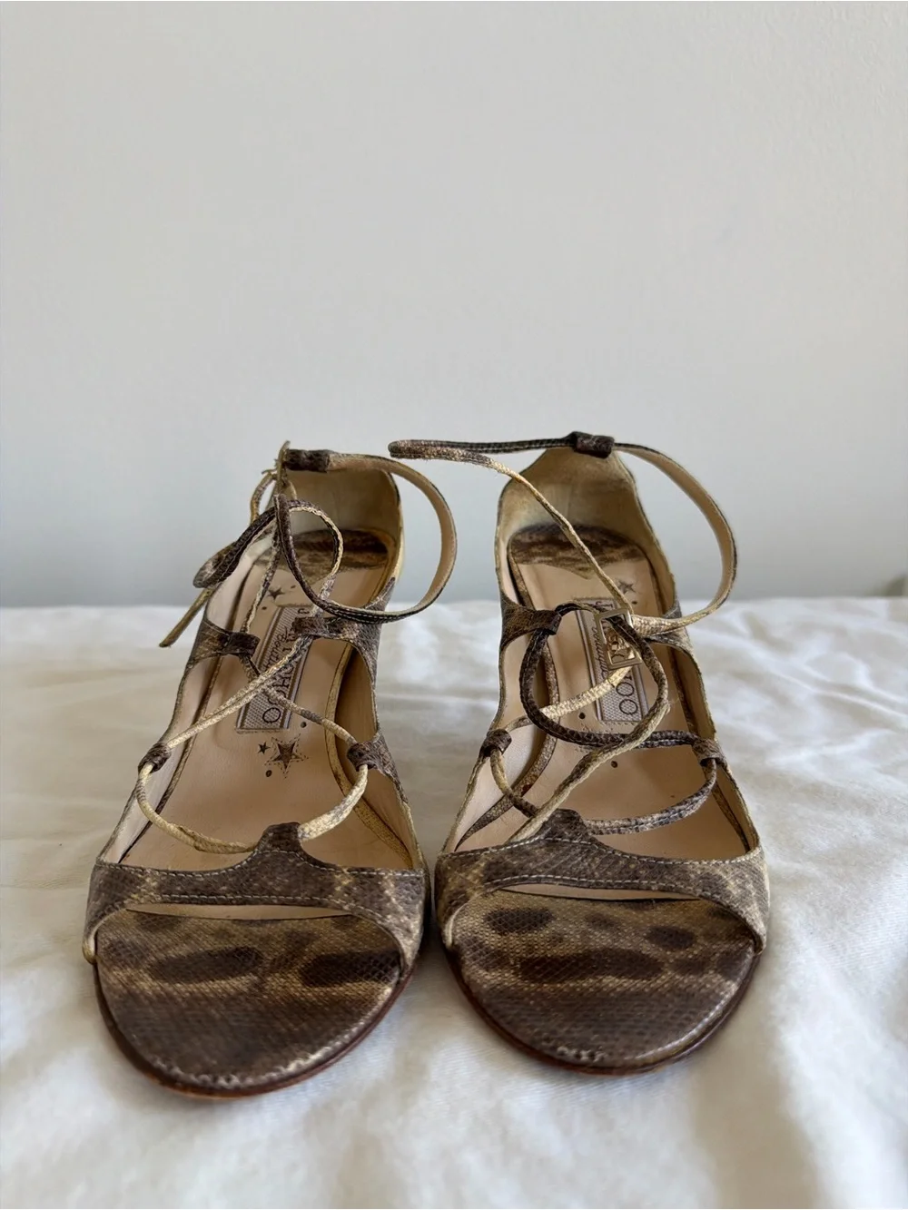 Jimmy Choo Heeled Sandals Snake Skin Size 35